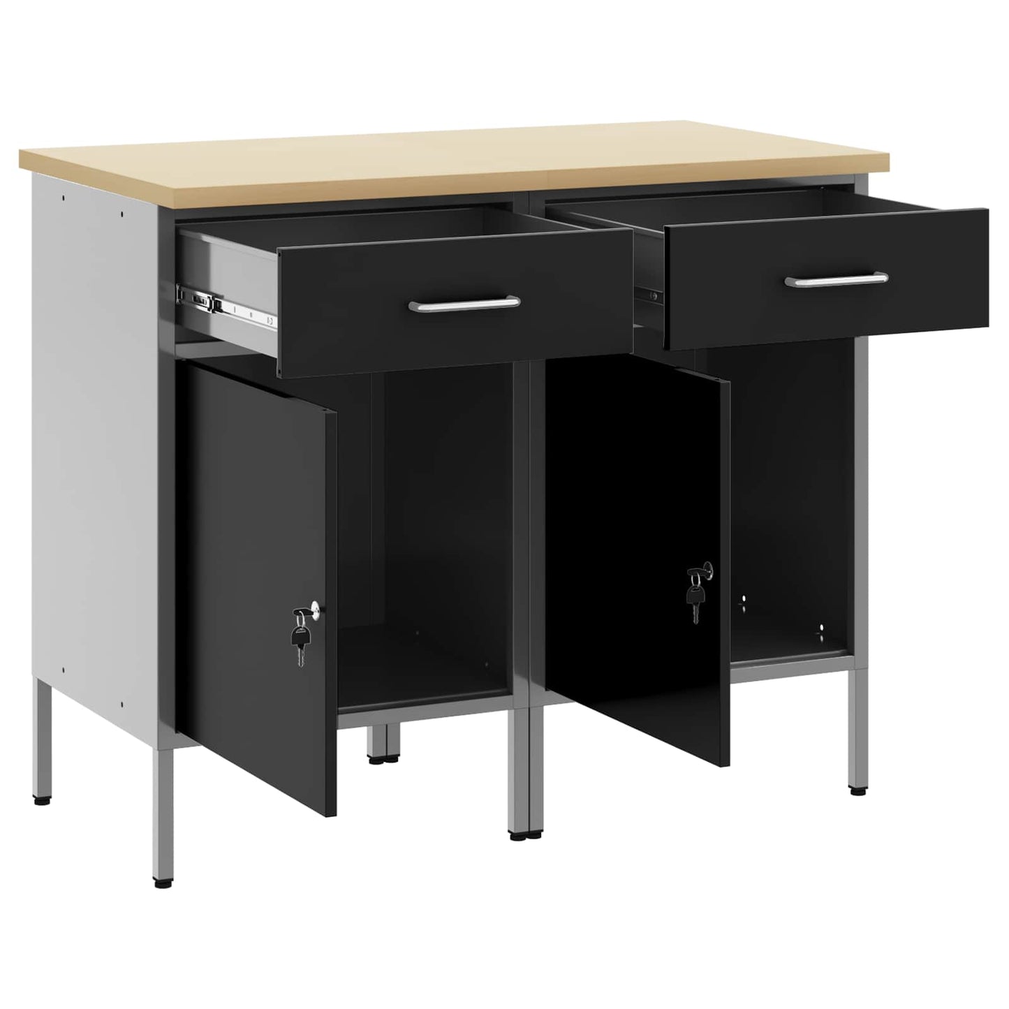 Werkbank mit Speicher 2 stk. Schwarz und Grau 100 x 55 x 85 cm