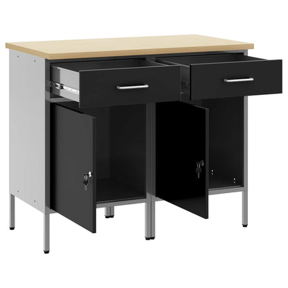 Werkbank mit Speicher 2 stk. Schwarz und Grau 100 x 55 x 85 cm