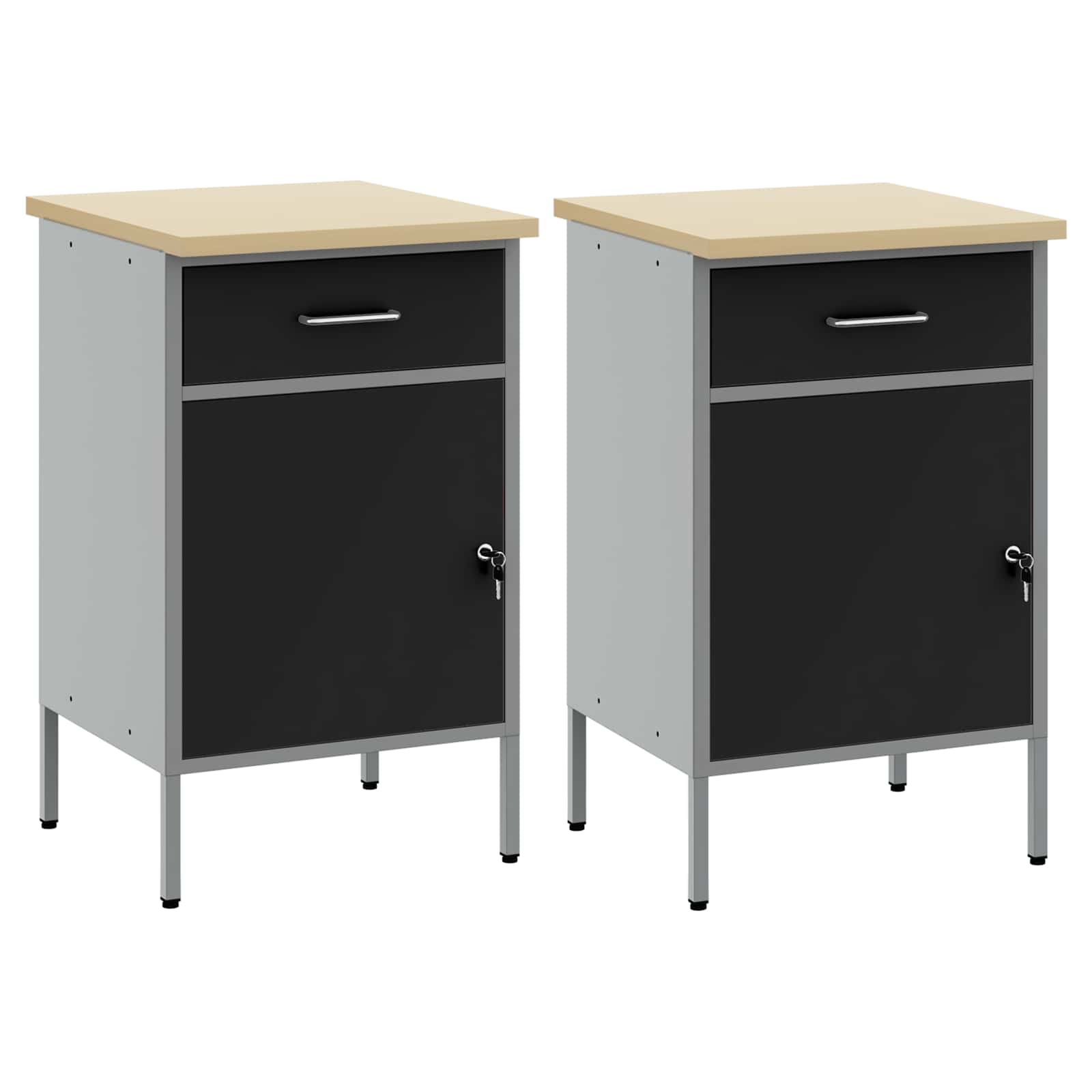 Werkbank mit Speicher 2 stk. Schwarz und Grau 100 x 55 x 85 cm