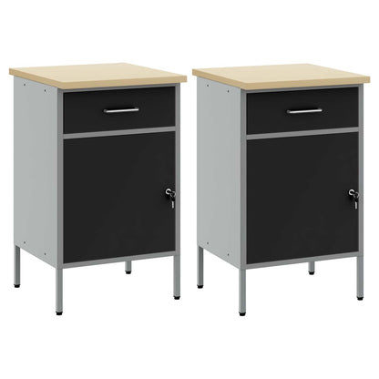 Werkbank mit Speicher 2 stk. Schwarz und Grau 100 x 55 x 85 cm