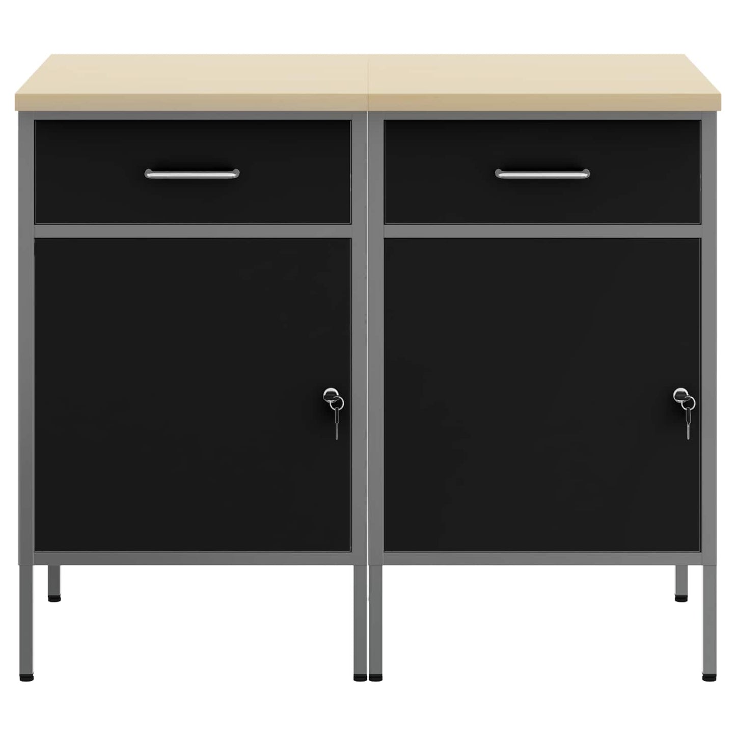 Werkbank mit Speicher 2 stk. Schwarz und Grau 100 x 55 x 85 cm