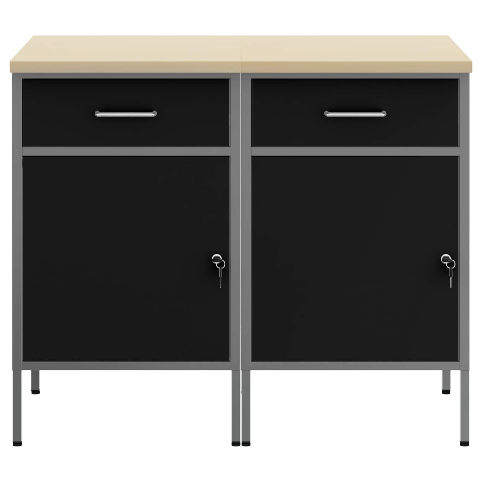 Werkbank mit Speicher 2 stk. Schwarz und Grau 100 x 55 x 85 cm