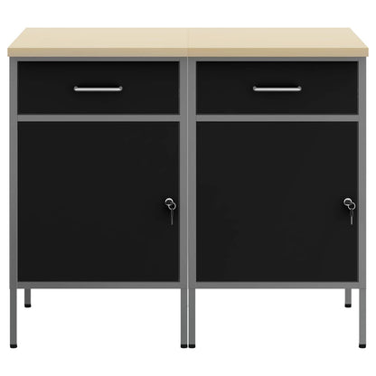 Werkbank mit Speicher 2 stk. Schwarz und Grau 100 x 55 x 85 cm