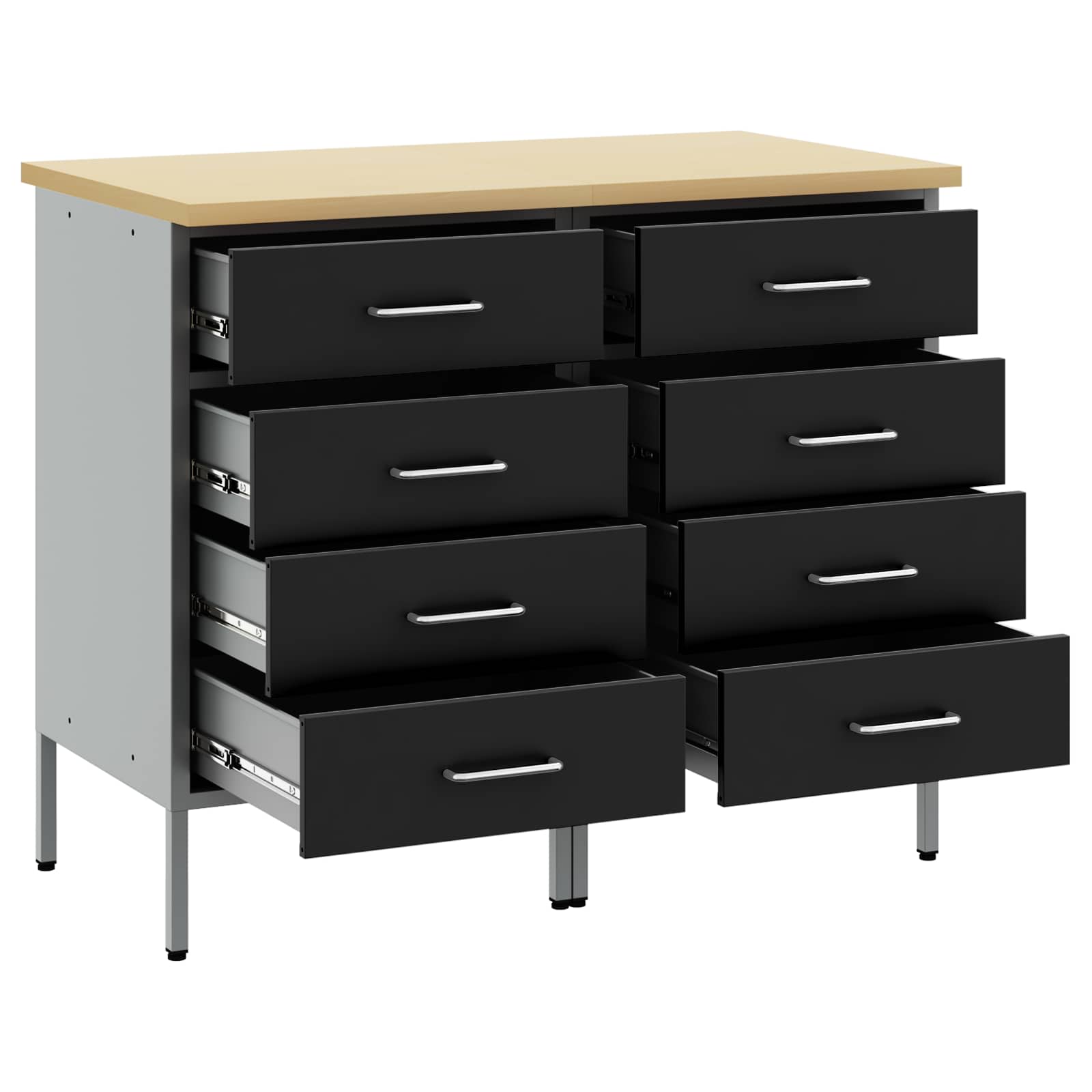Werkbank mit Schubladen 2 pcs Schwarz und Grau 100 x 55 x 85 cm