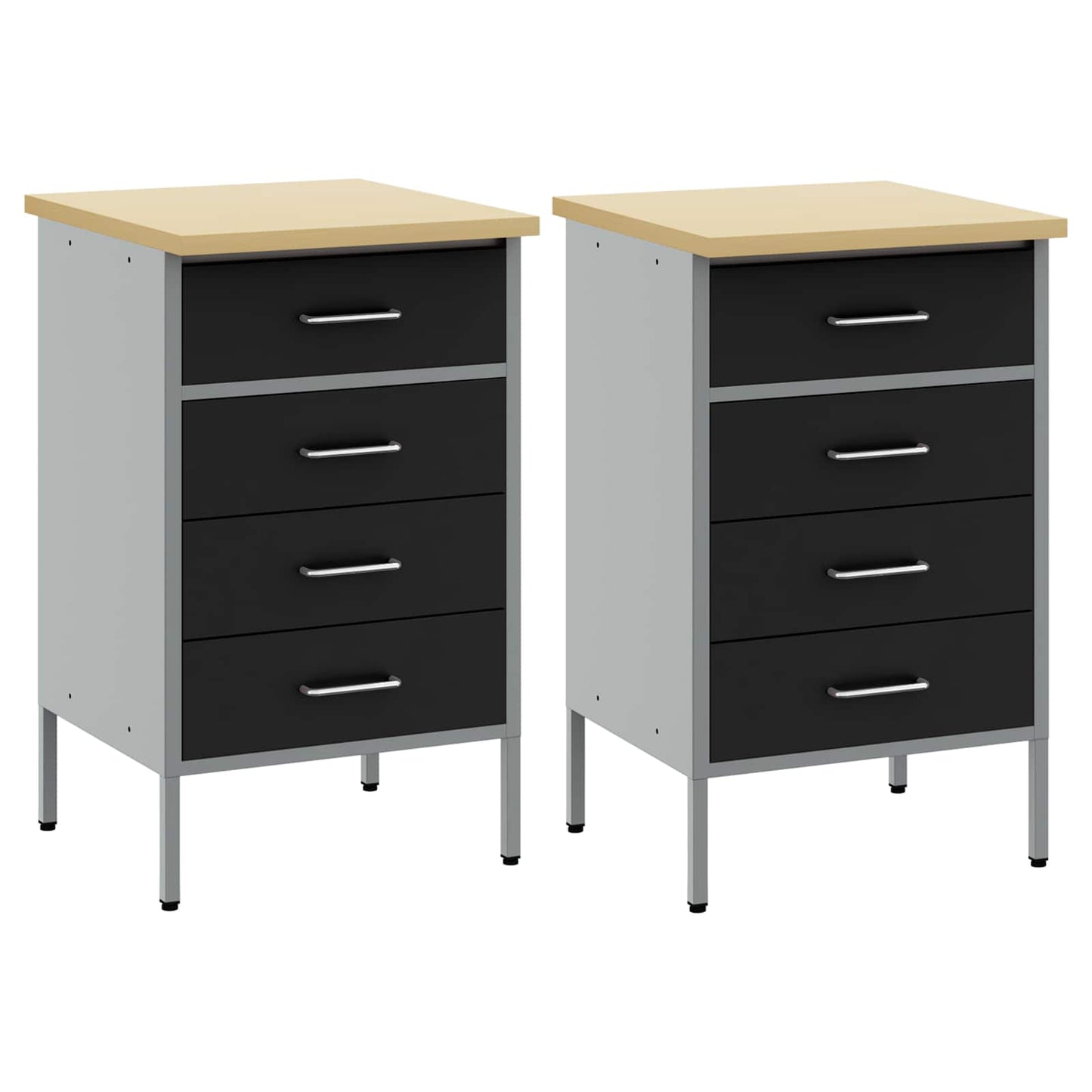 Werkbank mit Schubladen 2 pcs Schwarz und Grau 100 x 55 x 85 cm
