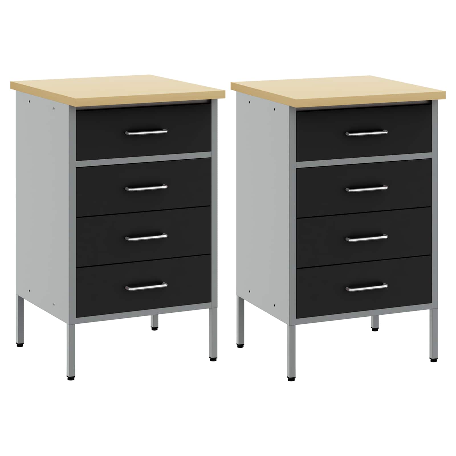 Werkbank mit Schubladen 2 pcs Schwarz und Grau 100 x 55 x 85 cm