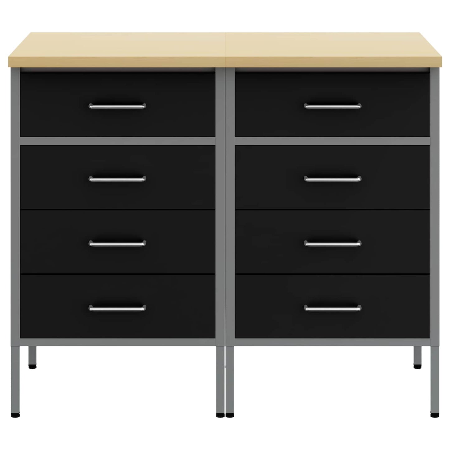 Werkbank mit Schubladen 2 pcs Schwarz und Grau 100 x 55 x 85 cm