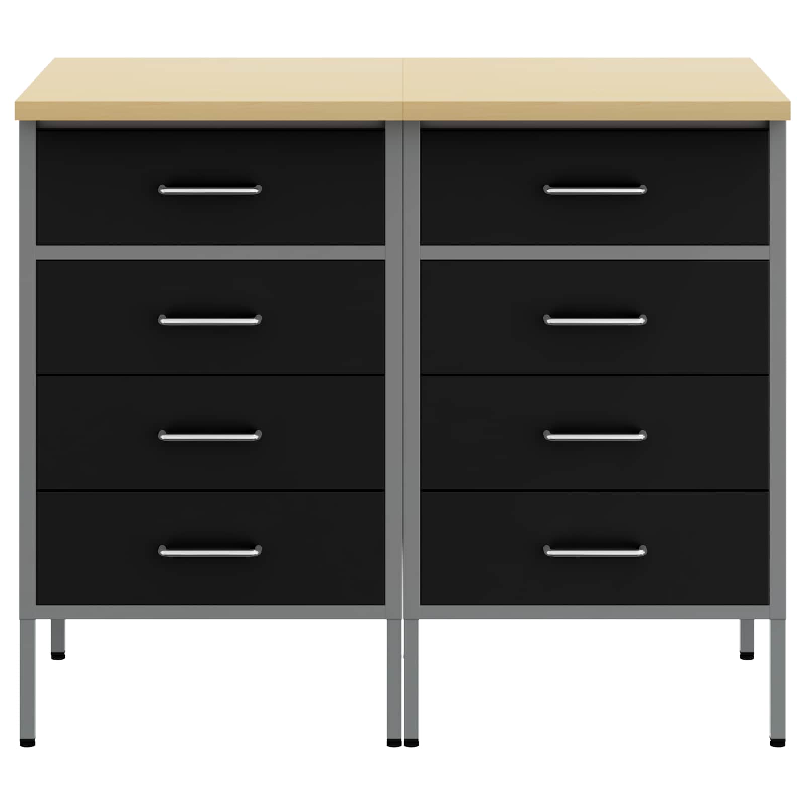 Werkbank mit Schubladen 2 pcs Schwarz und Grau 100 x 55 x 85 cm