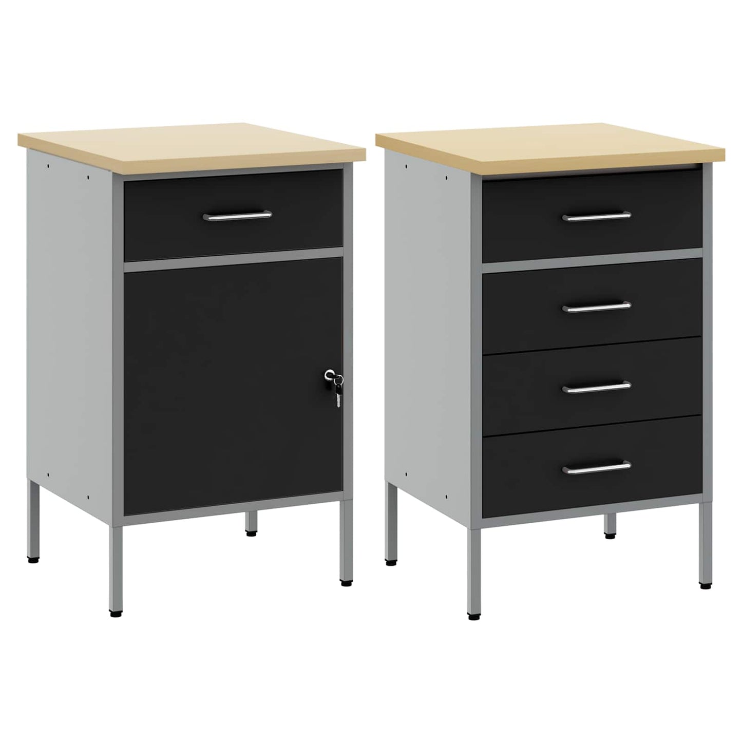 Werkbank mit Schubladen 2 pcs Schwarz und Grau 100 x 55 x 85 cm