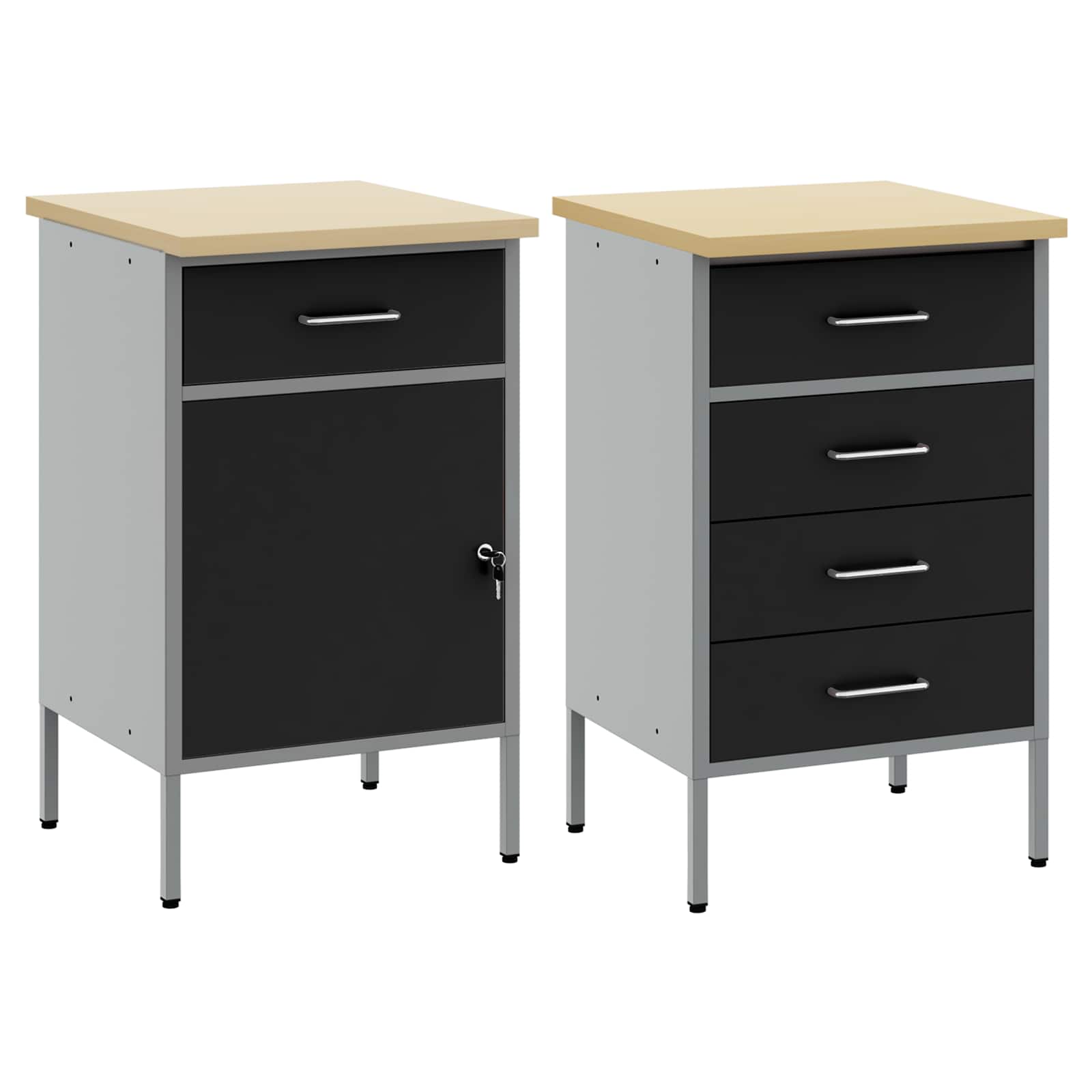 Werkbank mit Schubladen 2 pcs Schwarz und Grau 100 x 55 x 85 cm
