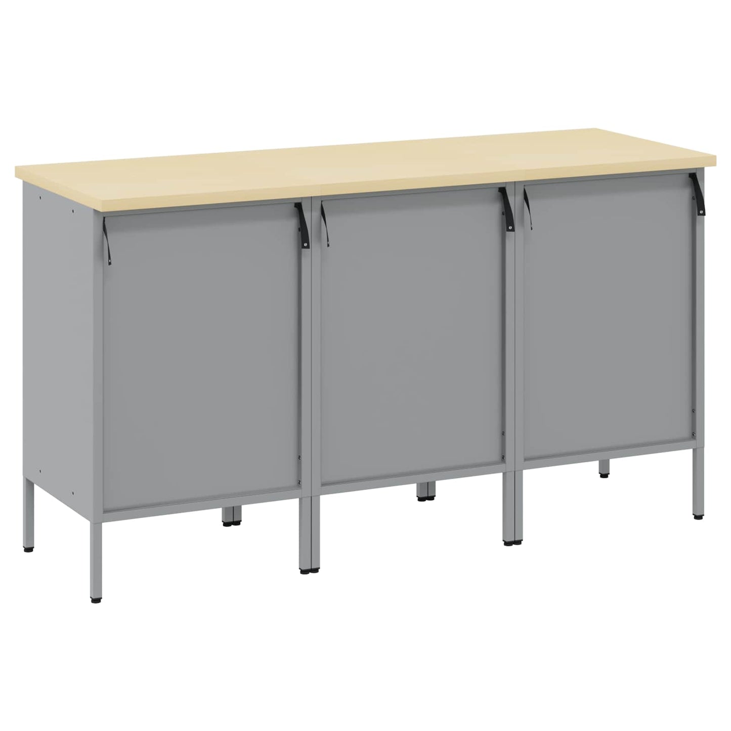 Werkbank mit Speicher 3 stk. Schwarz und Grau 150 x 55 x 85 cm