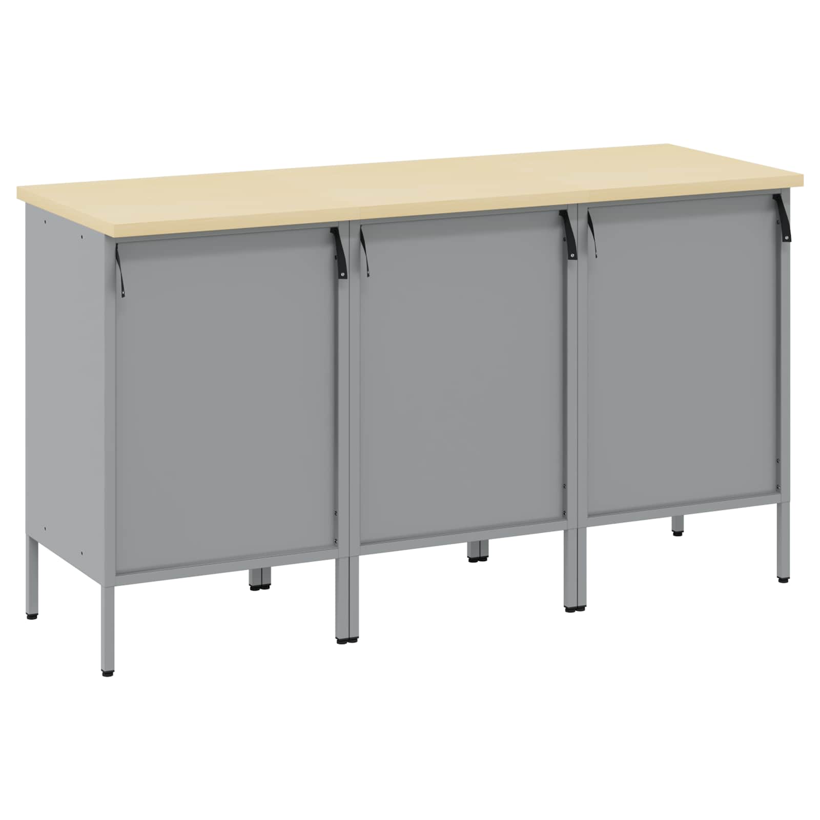 Werkbank mit Speicher 3 stk. Schwarz und Grau 150 x 55 x 85 cm