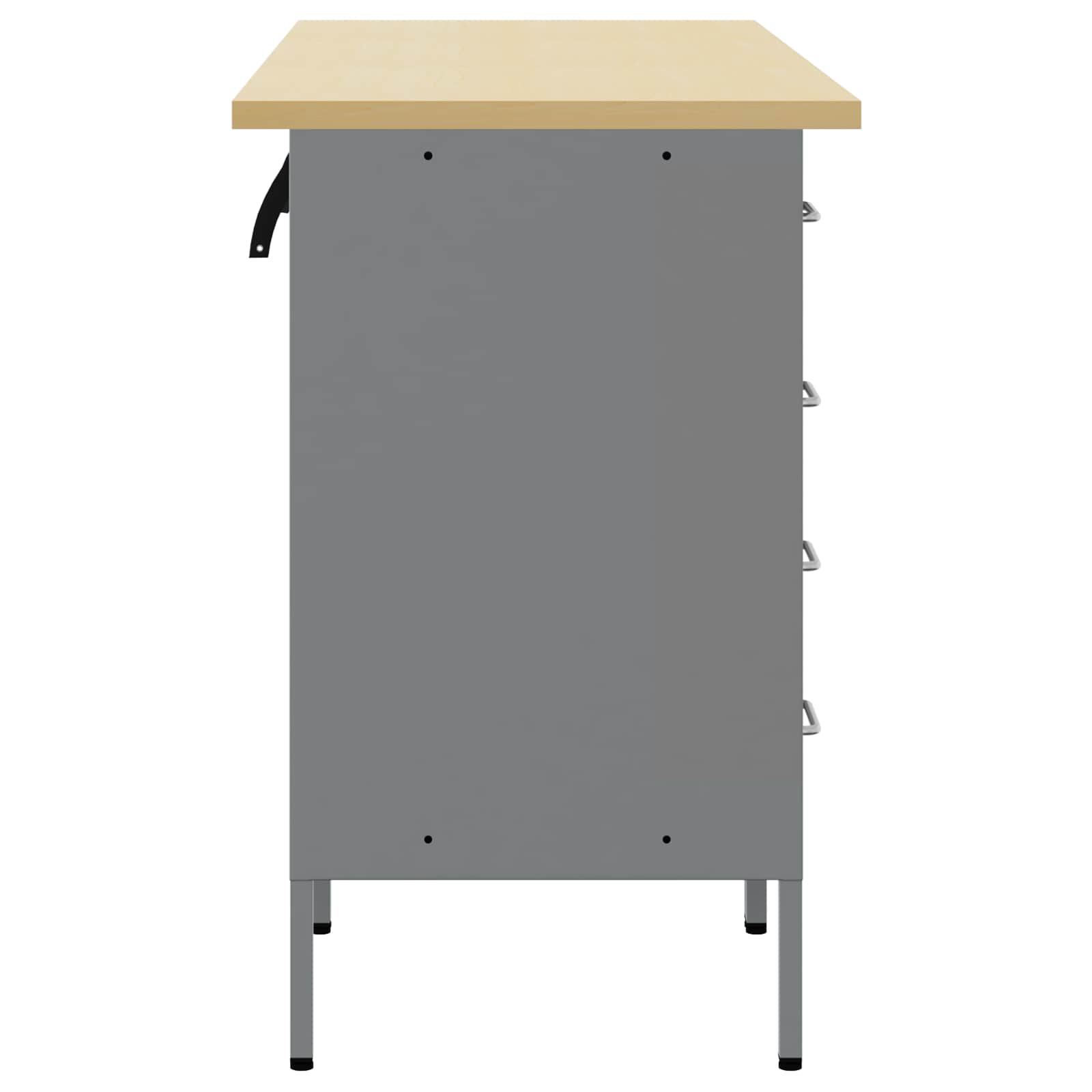 Werkbank mit Speicher 3 stk. Schwarz und Grau 150 x 55 x 85 cm