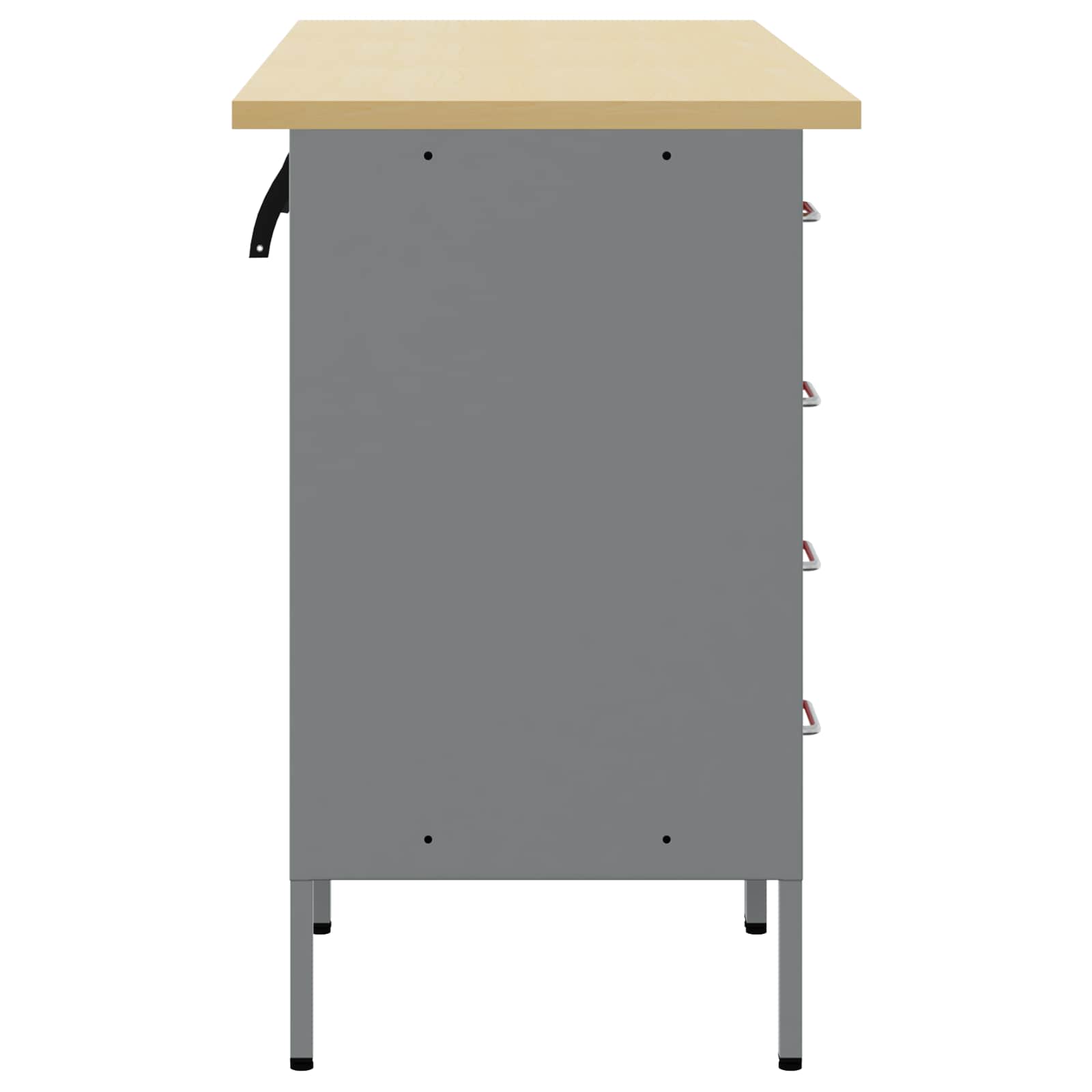 Werkbank mit Schubladen 3 stk. Rot und Grau 150 x 55 x 85 cm