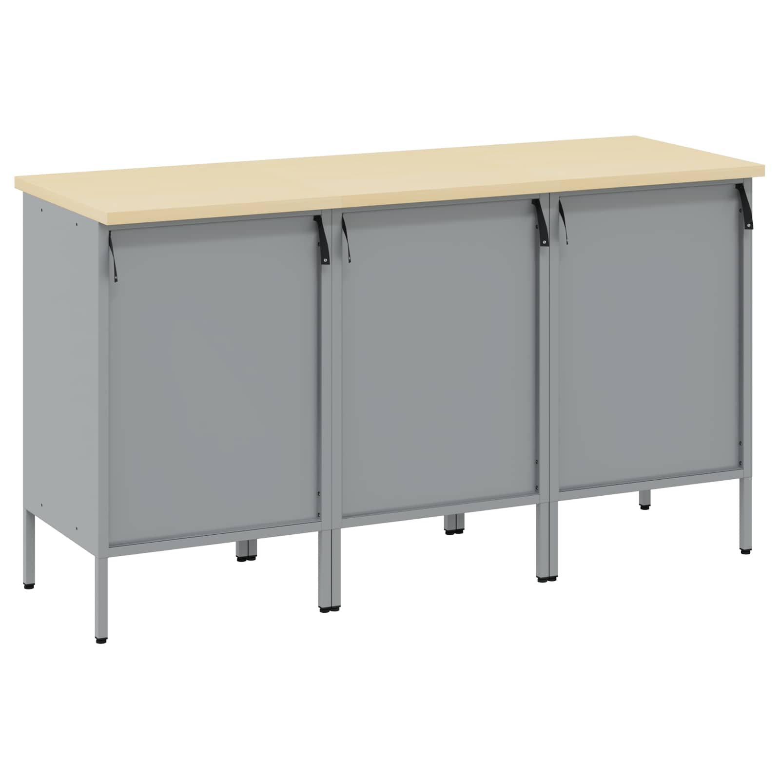 Werkbank mit Speicher 3 stk. Schwarz und Grau 150 x 55 x 85 cm
