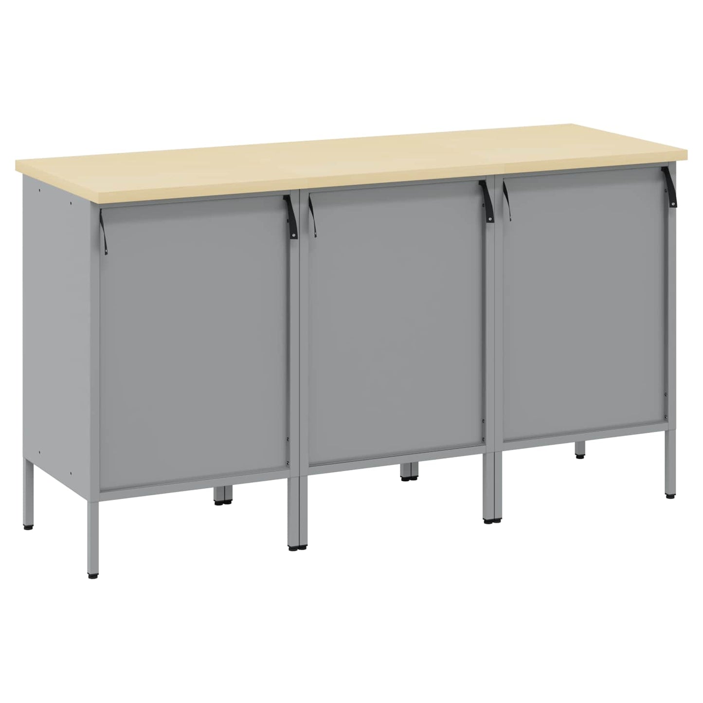 Werkbank mit Speicher 3 stk. Schwarz und Grau 150 x 55 x 85 cm