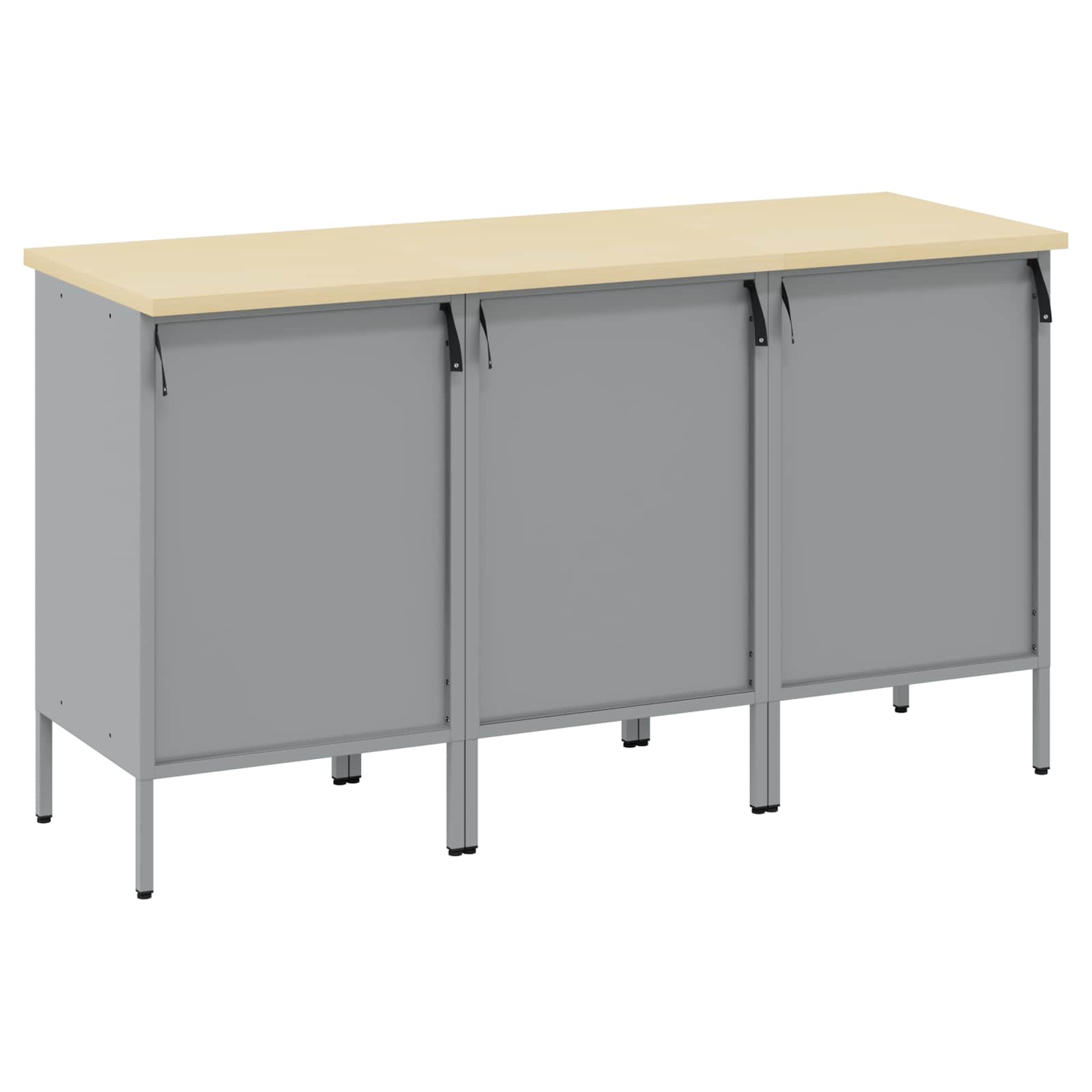 Werkbank mit Speicher 3 stk. Schwarz und Grau 150 x 55 x 85 cm