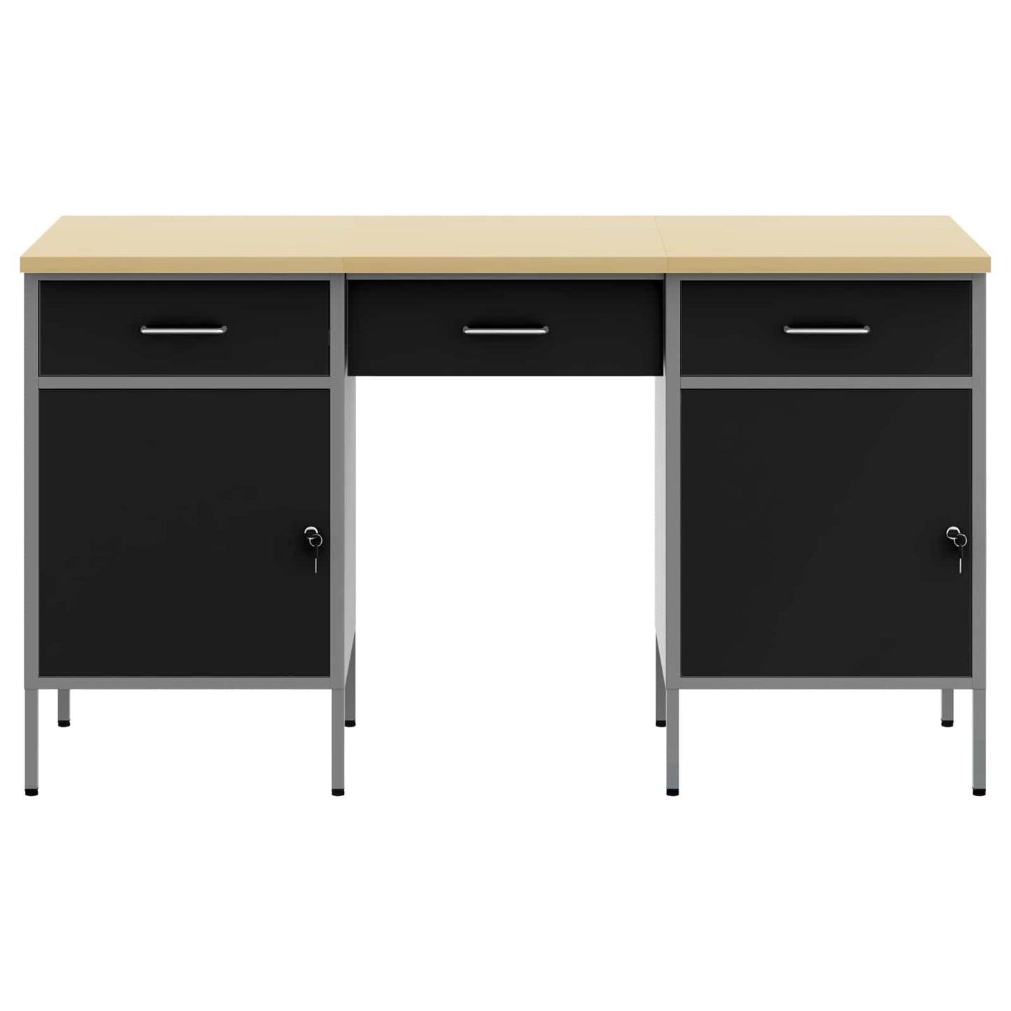 Werkbank mit Speicher 3 stk. Schwarz Ingenieure Holz und Stahl