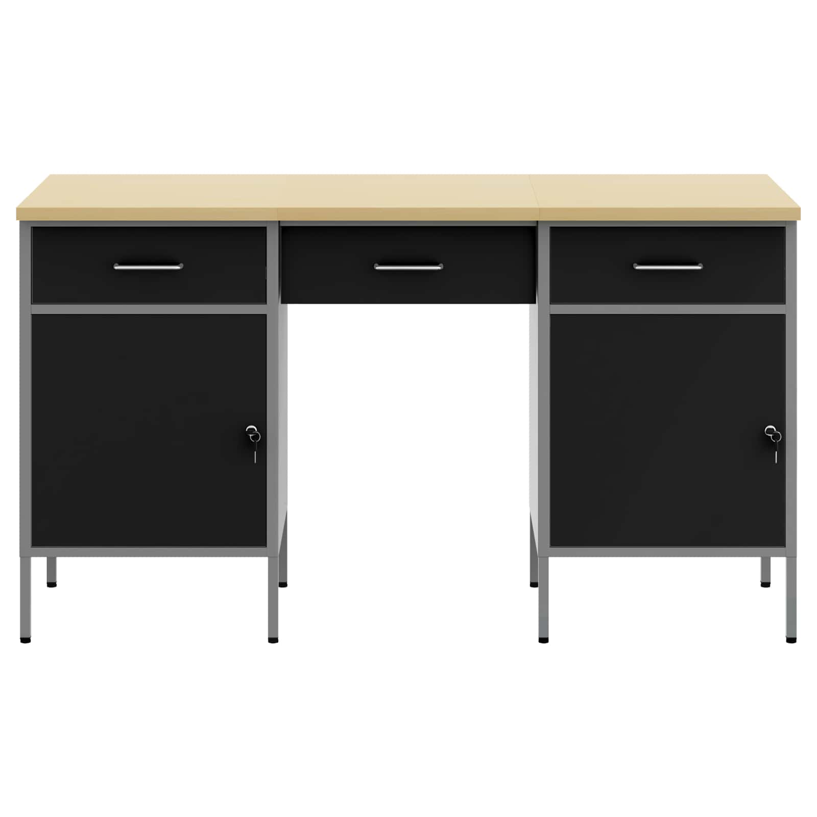 Werkbank mit Speicher 3 stk. Schwarz Ingenieure Holz und Stahl