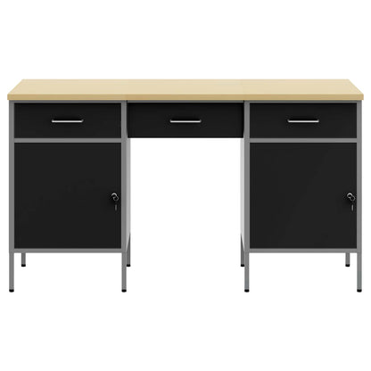 Werkbank mit Speicher 3 stk. Schwarz Ingenieure Holz und Stahl