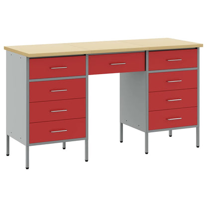 Werkbank 3 Stk. Rot und Grau Ingenieure Holz und Stahl