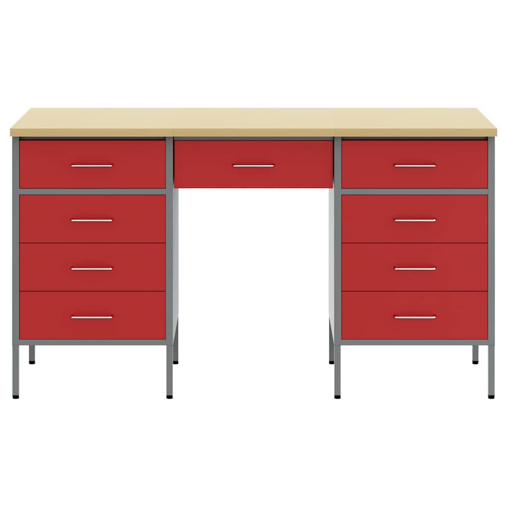 Werkbank 3 Stk. Rot und Grau Ingenieure Holz und Stahl