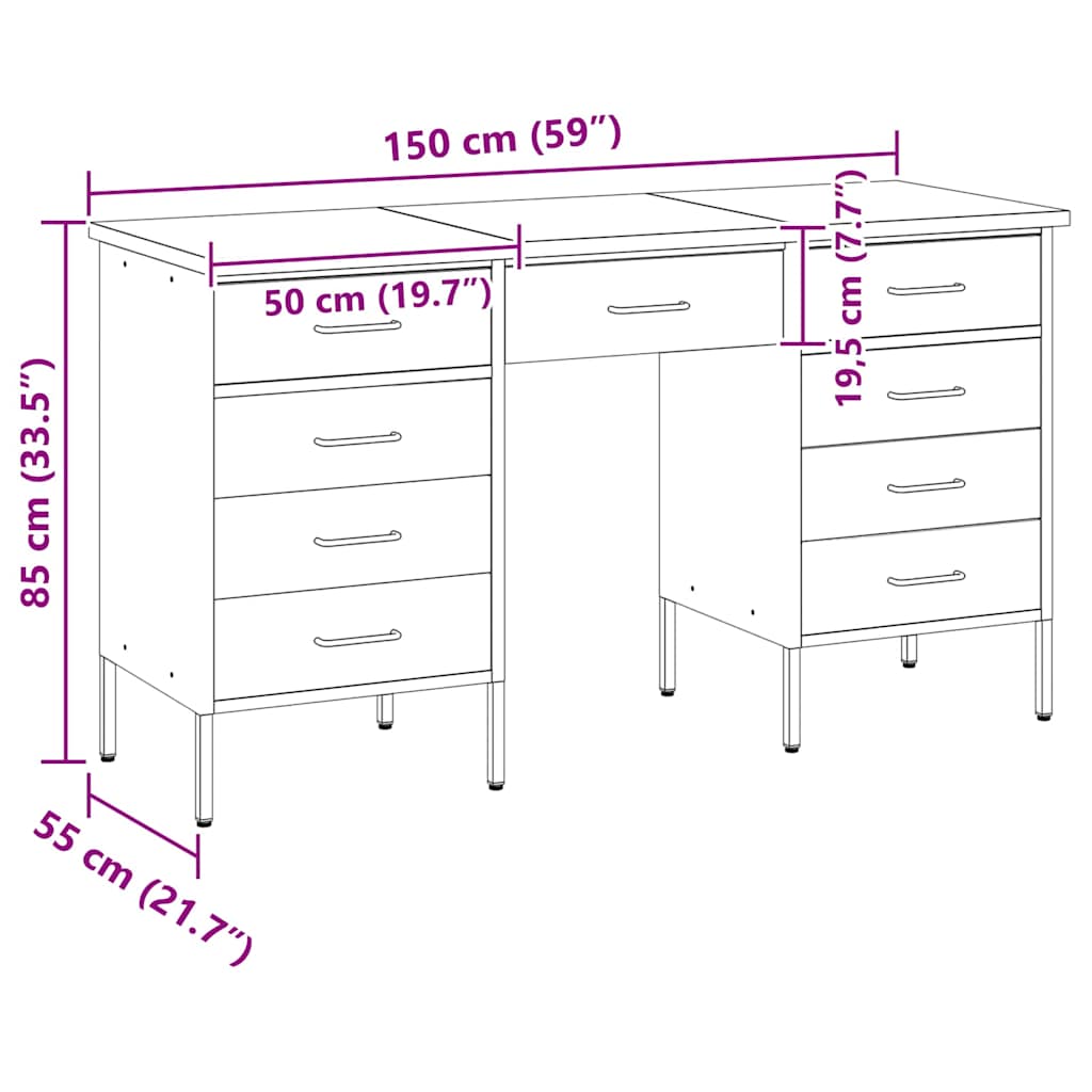 Werkbank 3 Stk. Rot und Grau Ingenieure Holz und Stahl