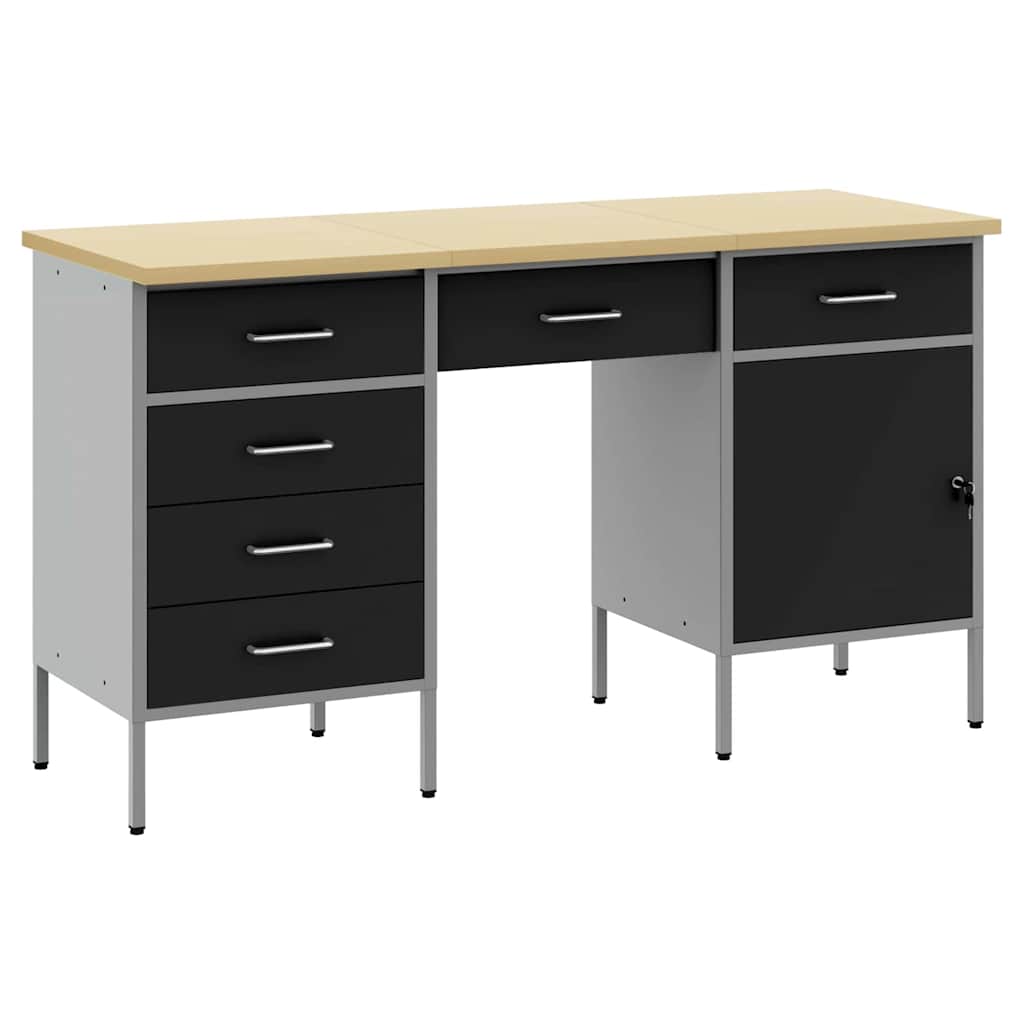 Werkbank mit Speicher 3 stk. Schwarz Ingenieure Holz und Stahl
