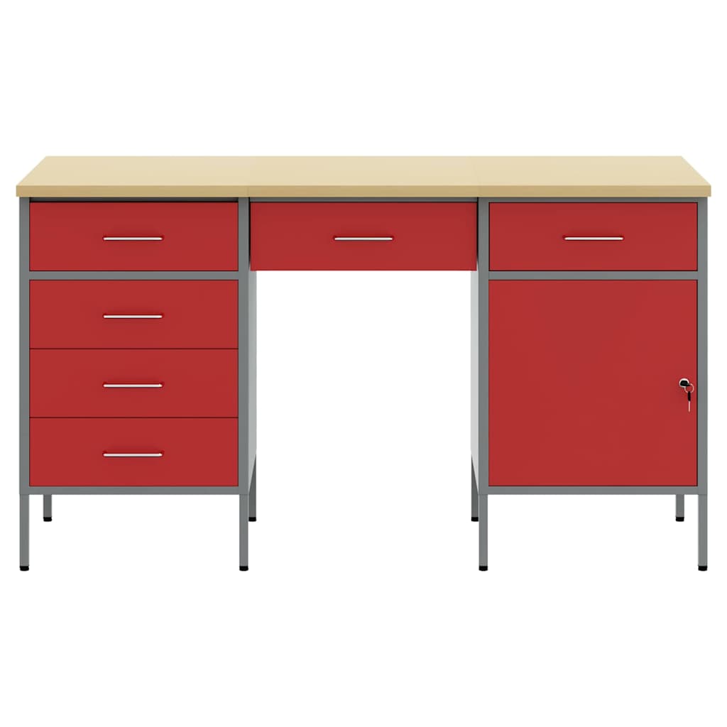 Werkbank 3 Stk. Rot und Grau Ingenieure Holz und Stahl