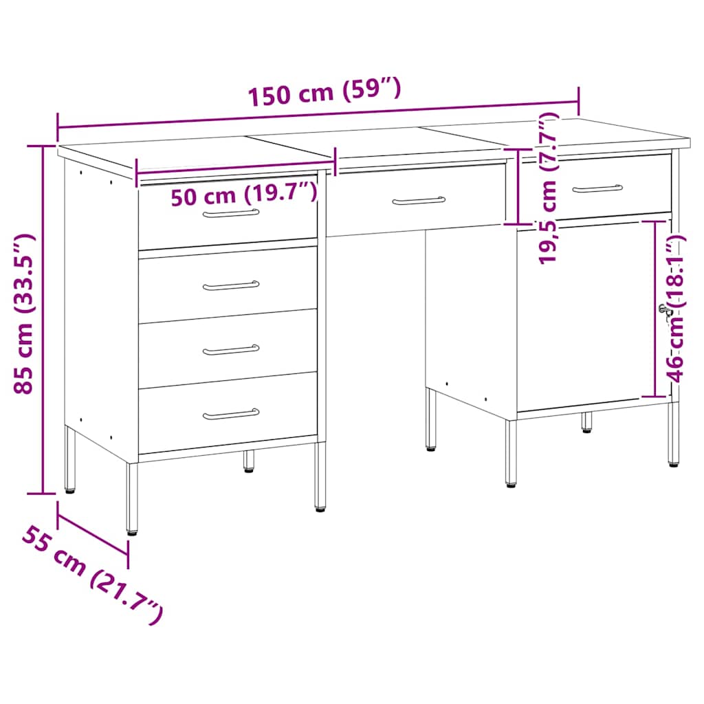 Werkbank 3 Stk. Rot und Grau Ingenieure Holz und Stahl
