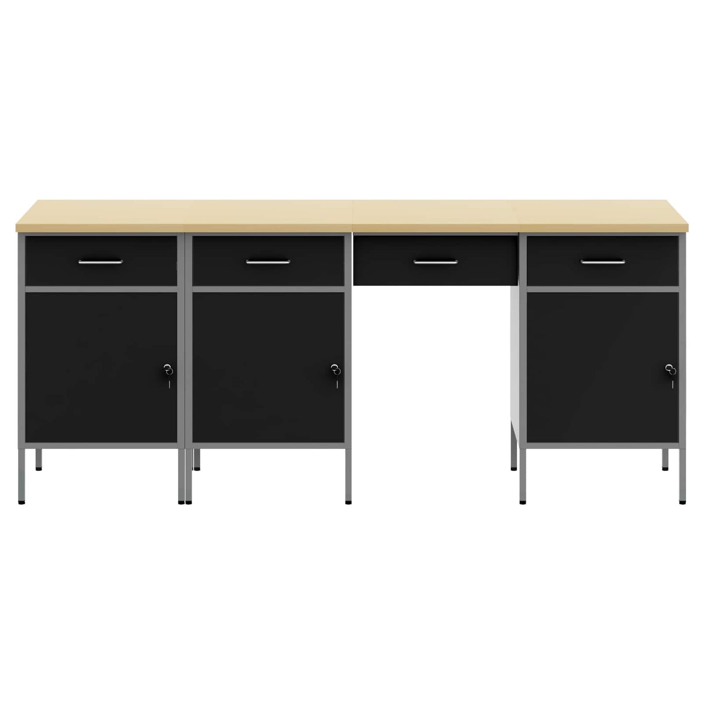 Werkbank mit Speicher 4 stk. Schwarz Ingenieure Holz und Stahl