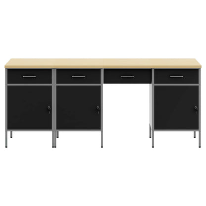 Werkbank mit Speicher 4 stk. Schwarz Ingenieure Holz und Stahl