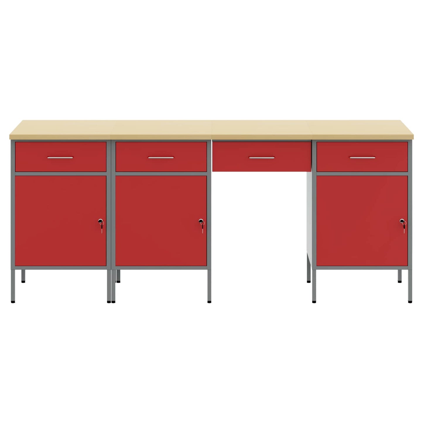 Werkbank 4 Stk. Rot und Grau Ingenieure Holz und Stahl