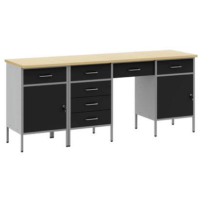 Werkbank mit Speicher 4 stk. Schwarz Ingenieure Holz und Stahl