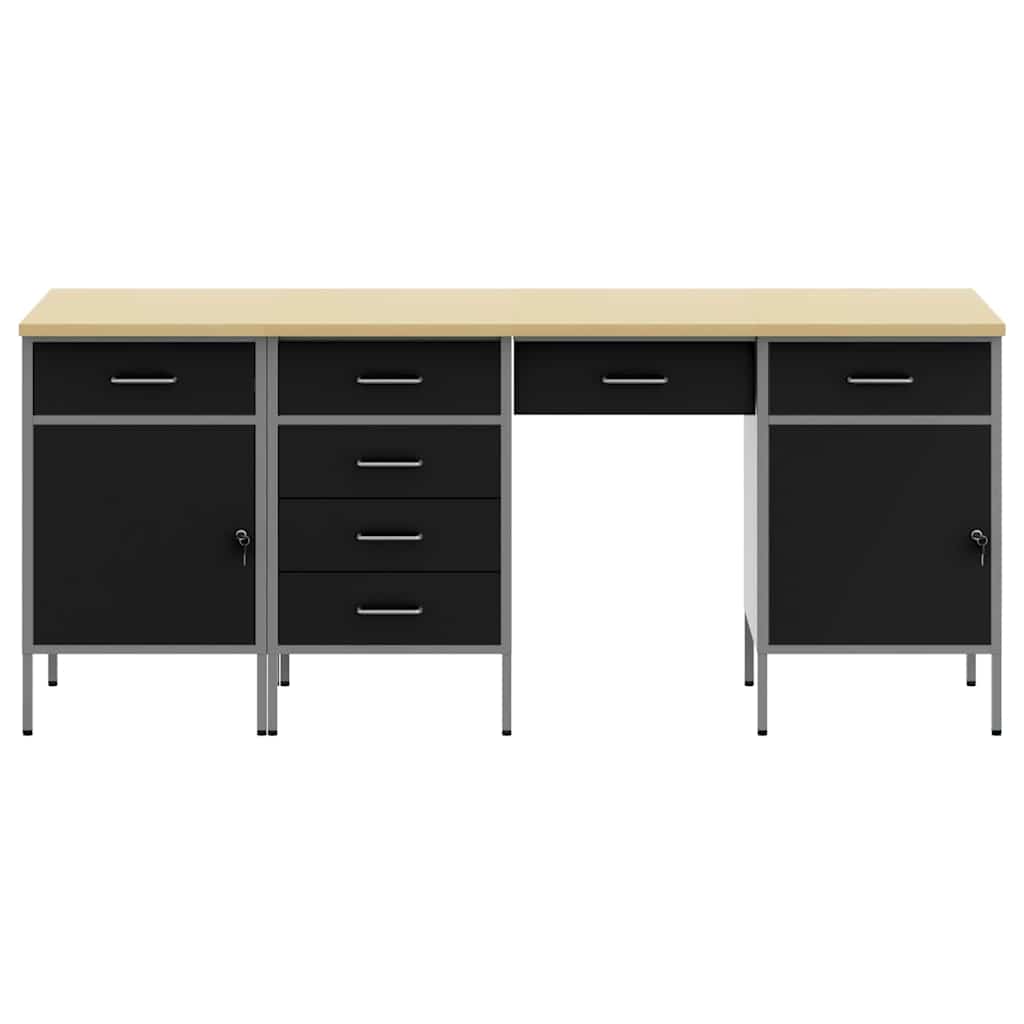 Werkbank mit Speicher 4 stk. Schwarz Ingenieure Holz und Stahl