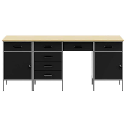 Werkbank mit Speicher 4 stk. Schwarz Ingenieure Holz und Stahl
