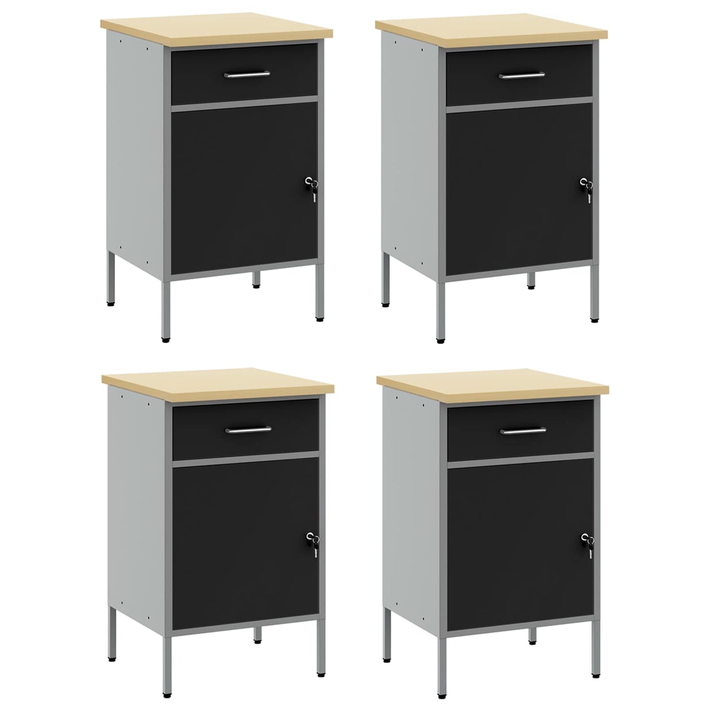 Werkbank mit Speicher 4 Stk. Schwarz und Grau 200 x 55 x 85 cm