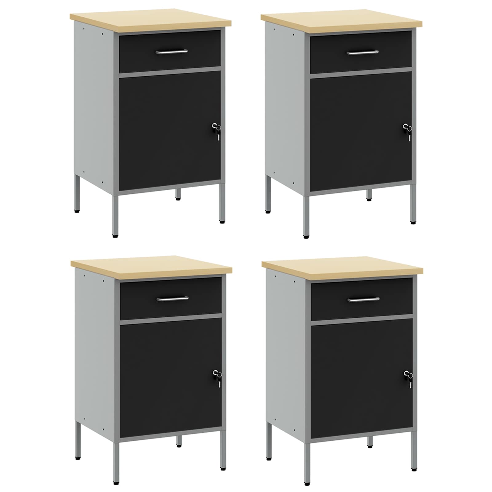 Werkbank mit Speicher 4 Stk. Schwarz und Grau 200 x 55 x 85 cm