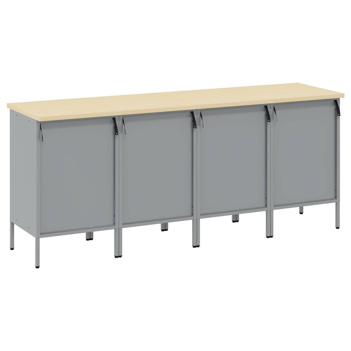 Werkbank mit Speicher 4 Stk. Schwarz und Grau 200 x 55 x 85 cm
