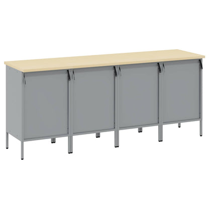 Werkbank mit Schubladen 4 Stk. Rot und Grau 200 x 55 x 85 cm