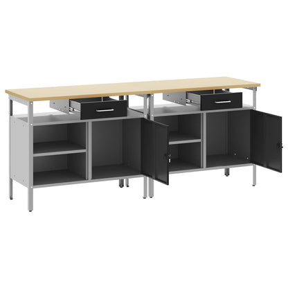 Werkbank-Set 2 stk. Schwarz Pulverbeschichteter Stahl
