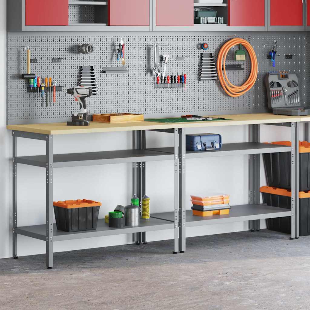 Werkbank-Set 2 Stk. Beige und Grau Pulverbeschichteter Stahl