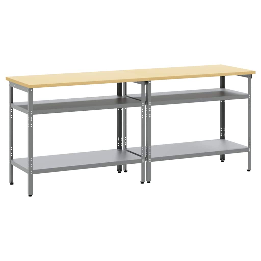 Werkbank-Set 2 Stk. Beige und Grau Pulverbeschichteter Stahl