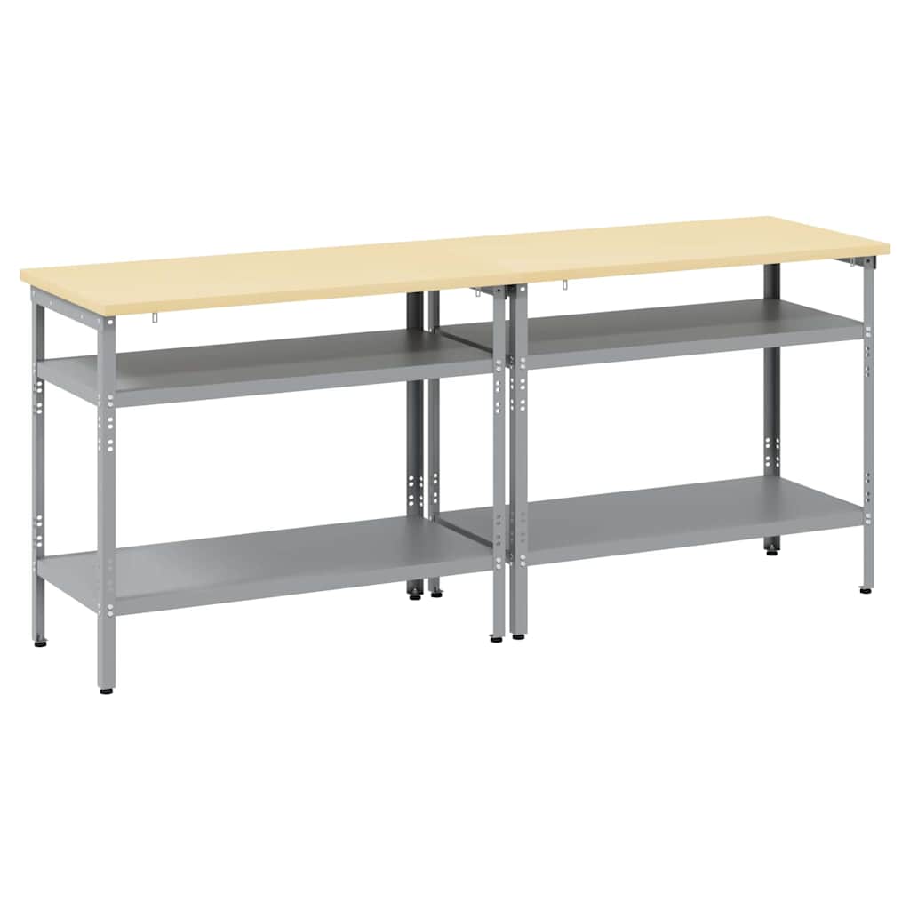Werkbank-Set 2 Stk. Beige und Grau Pulverbeschichteter Stahl