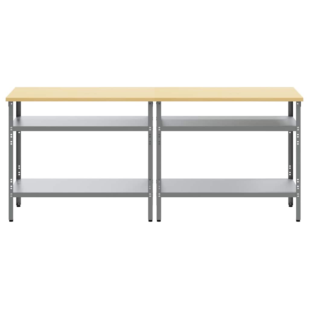 Werkbank-Set 2 Stk. Beige und Grau Pulverbeschichteter Stahl
