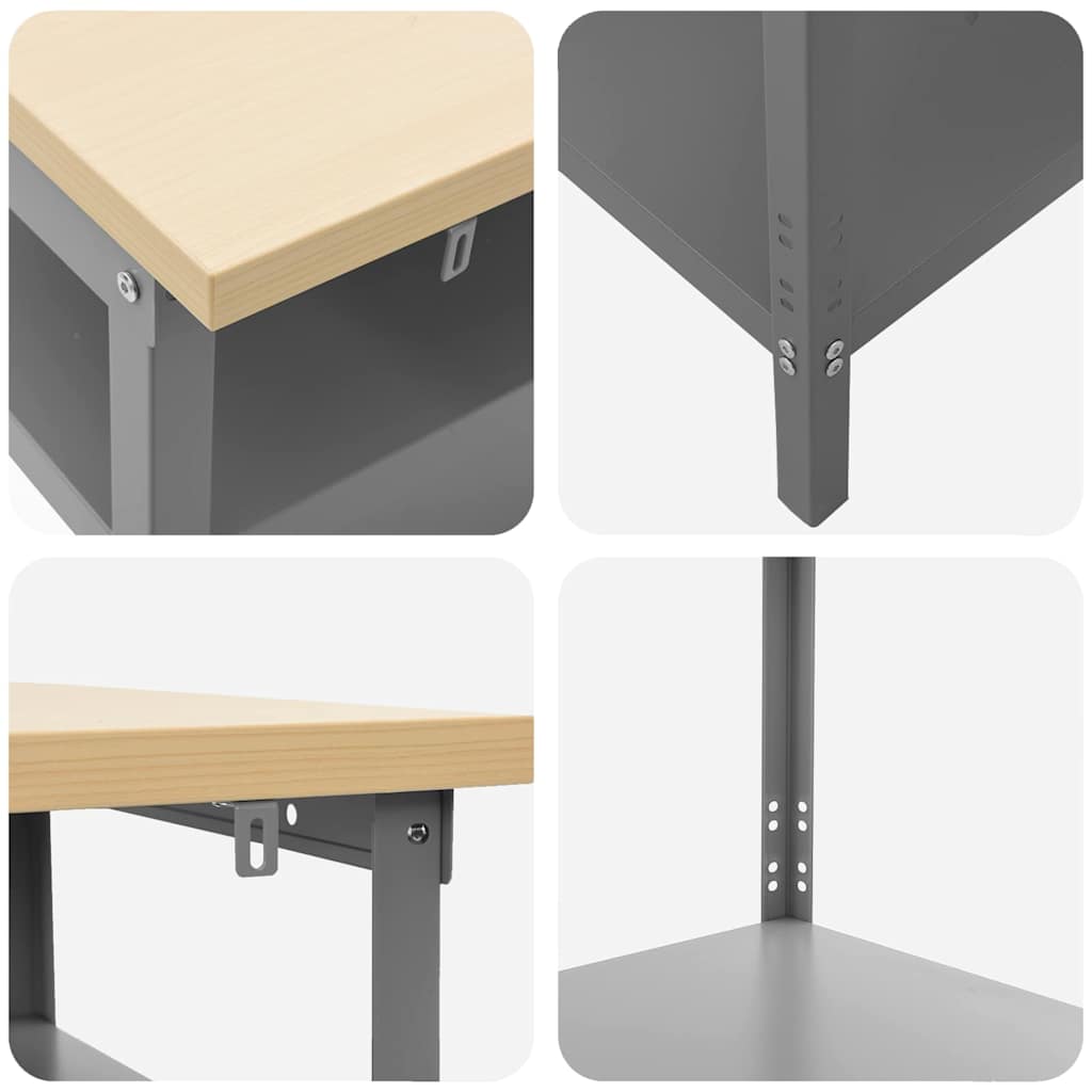 Werkbank-Set mit Regal mit Speicher 3 pcs Grau Stahl