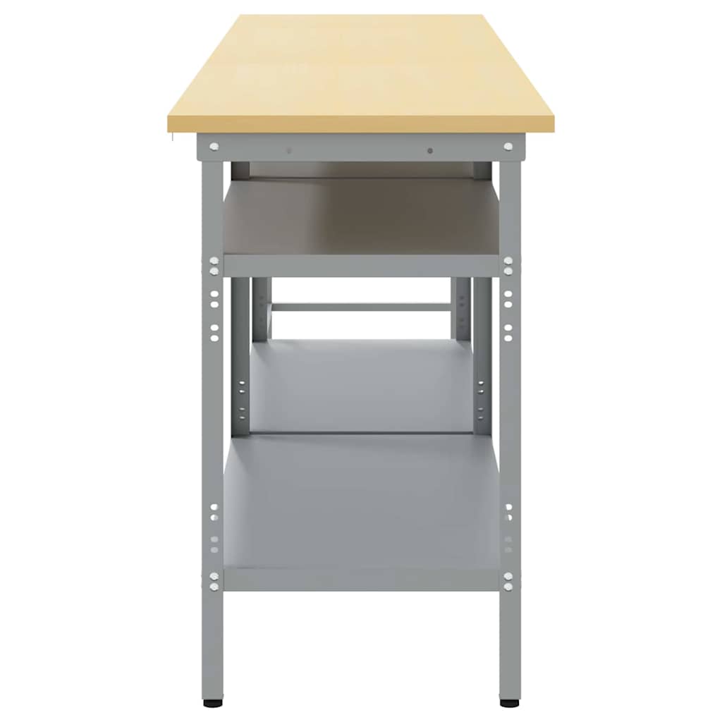 Werkbank-Set mit Regal mit Speicher 3 pcs Grau Stahl