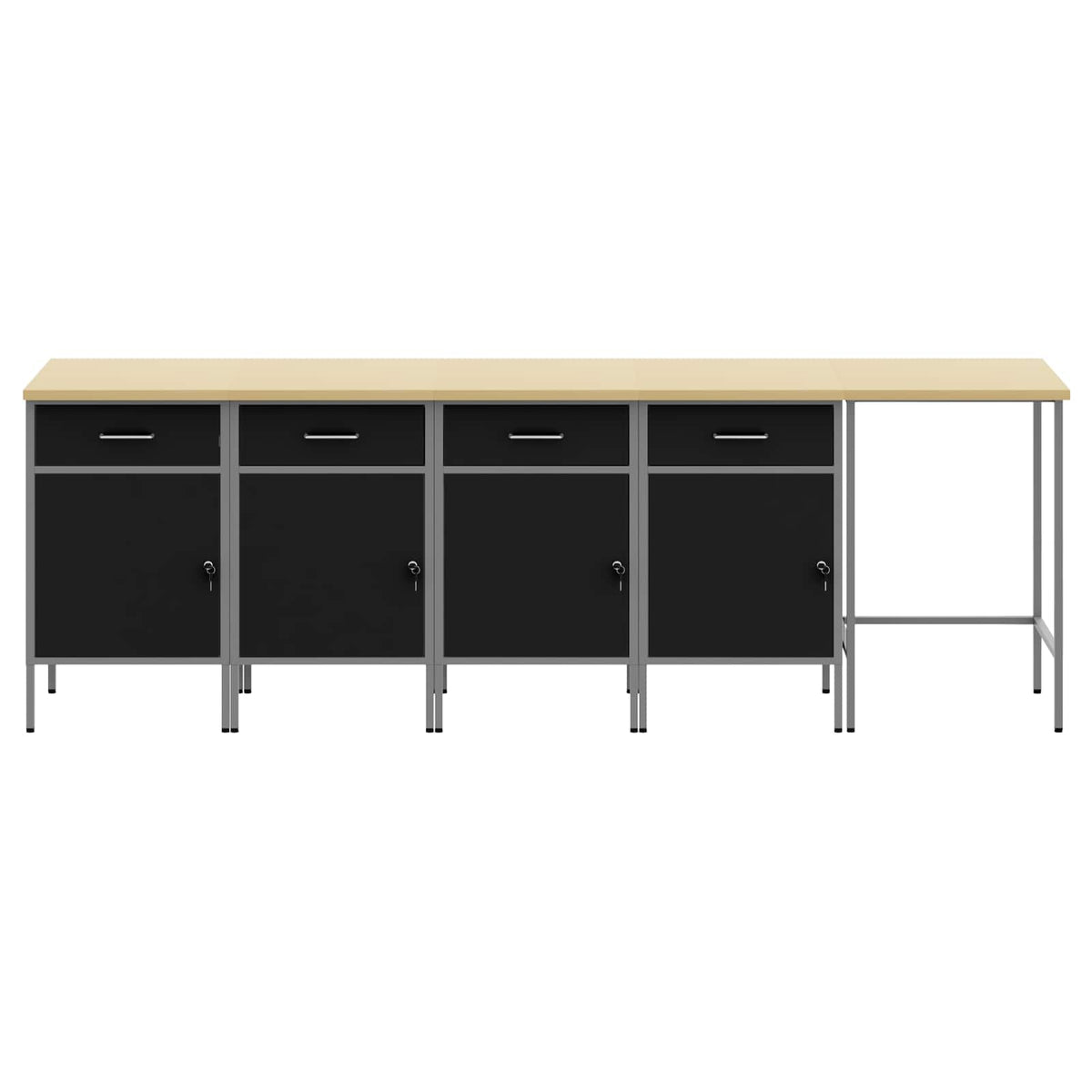 Arbeitsschrankset mit Schubladen 5 Stk. Schwarz und Grau