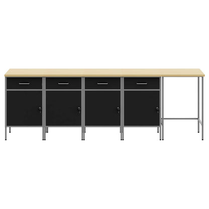 Arbeitsschrankset mit Schubladen 5 Stk. Schwarz und Grau