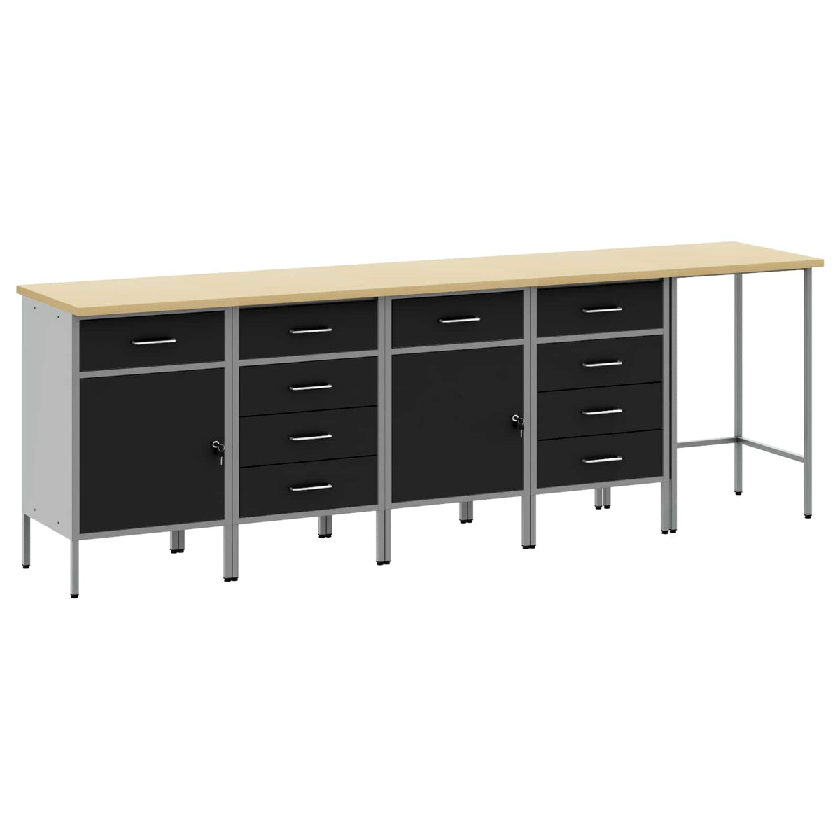 Arbeitsschrankset mit Schubladen mit Speicher 5 stk. Schwarz